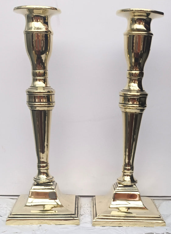 Pair Georgian Brass Candlesticks 31a