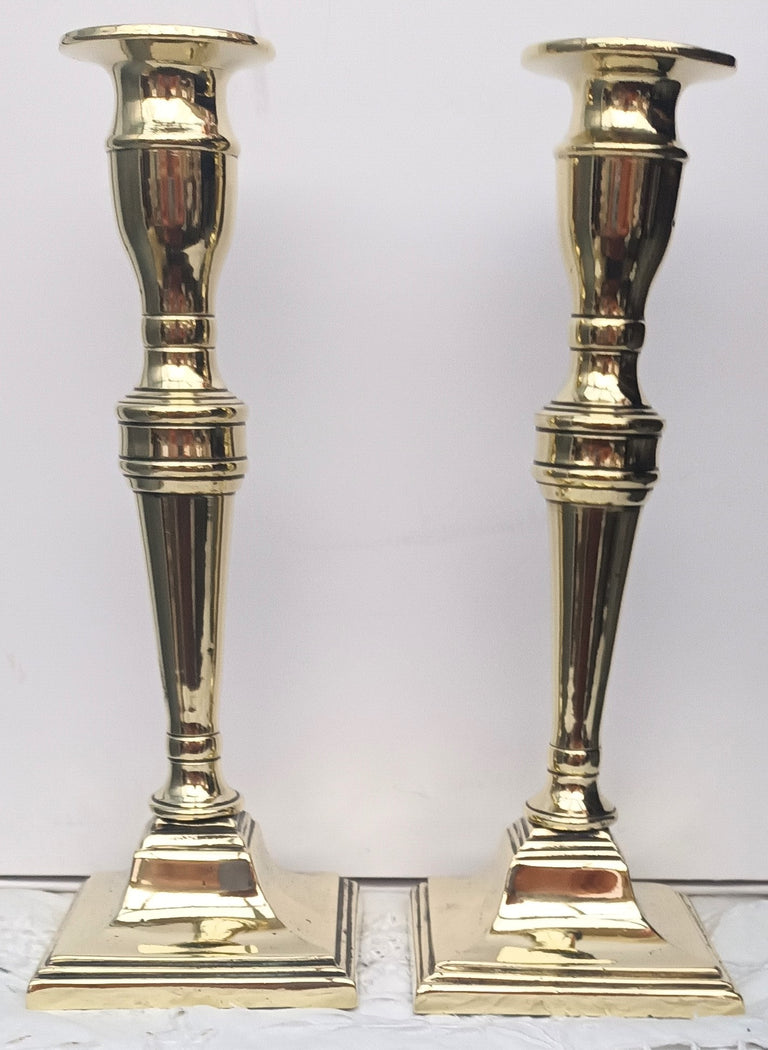 Pair Georgian Brass Candlesticks 31a