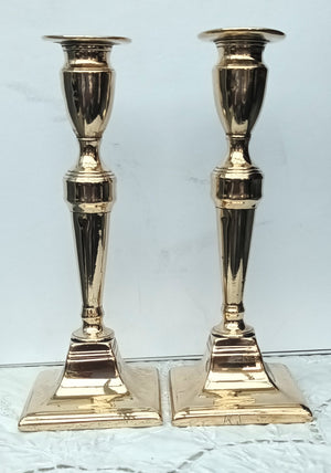 Pair Georgian Brass Candlesticks 31a