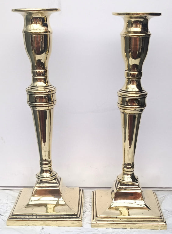 Pair of Antique English Georgian Brass Candlesticks