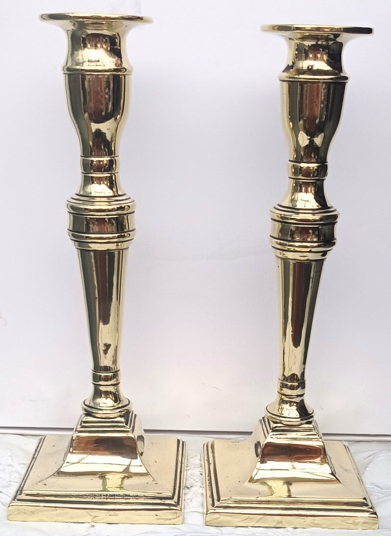 Pair of Antique English Georgian Brass Candlesticks