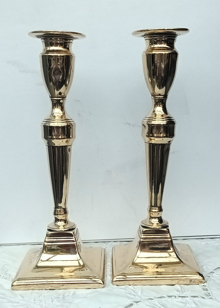 Pair Georgian Brass Candlesticks 31c