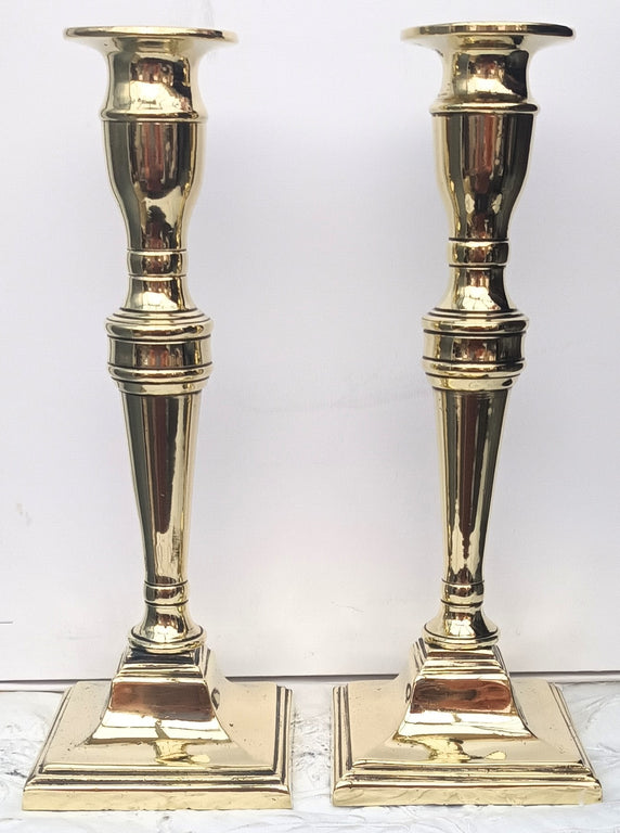 Pair of Antique English Georgian Brass Candlesticks