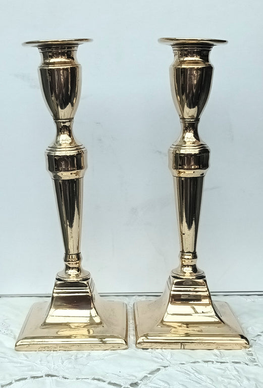 Pair Georgian Brass Candlesticks 31d