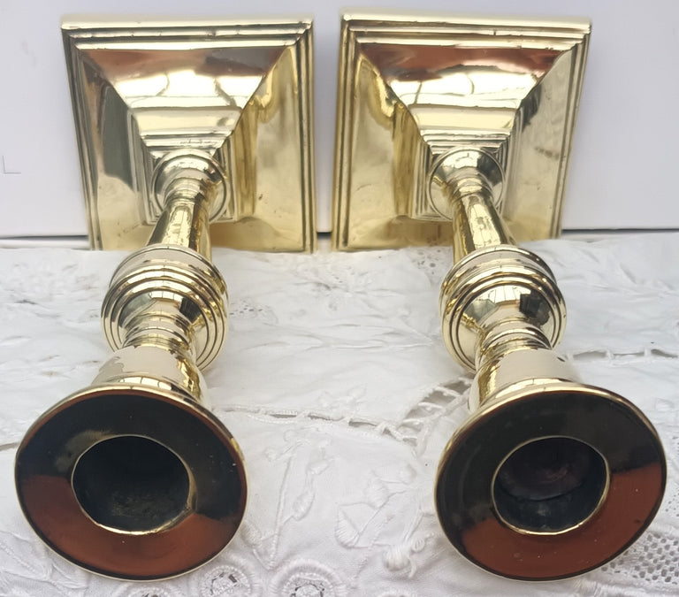 Pair of Antique English Georgian Brass Candlesticks