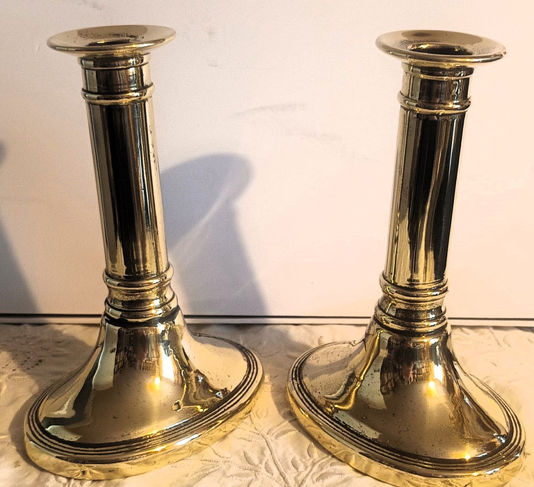 Pair Georgian Brass Candlesticks 32a