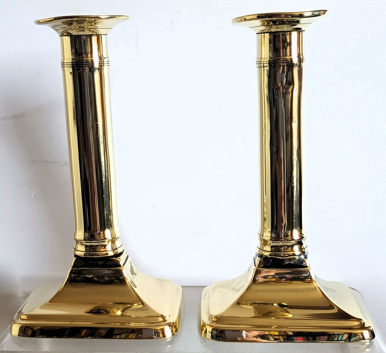 Pair Georgian Brass Candlesticks 33a