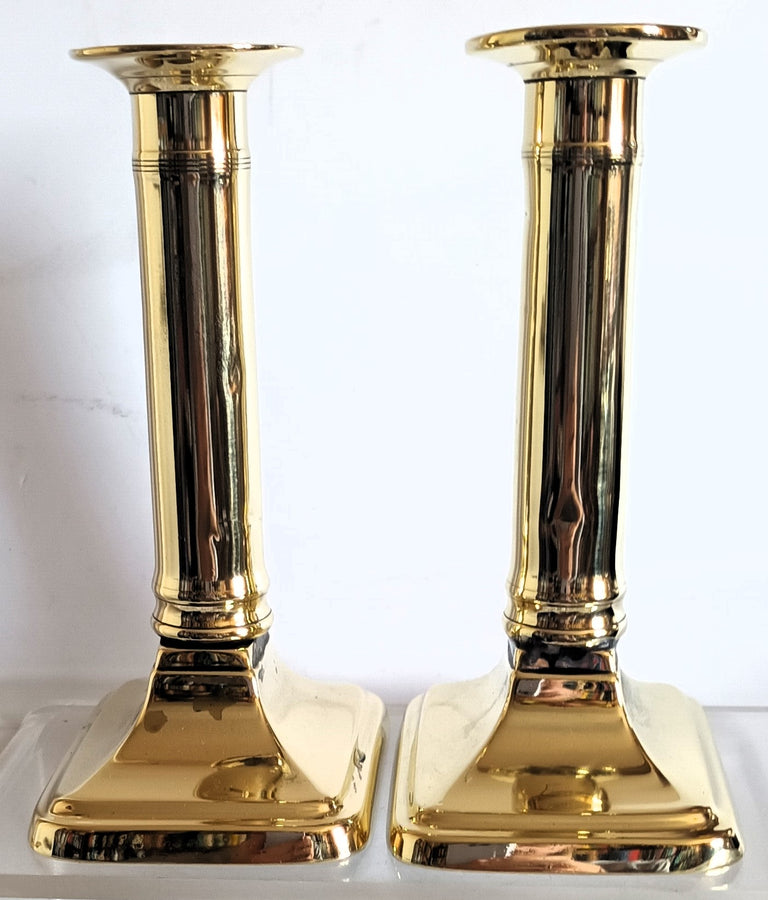 Pair Georgian Brass Candlesticks 33b