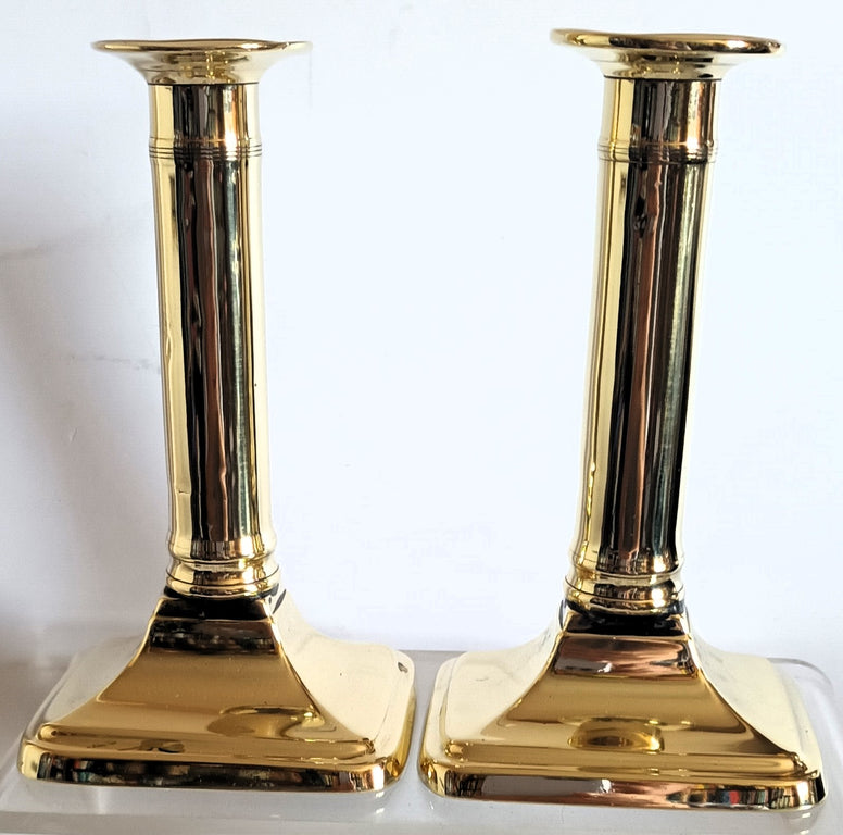 Pair of Antique English Georgian Brass Candlesticks