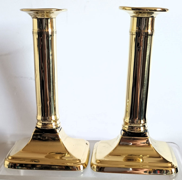 Pair of Antique English Georgian Brass Candlesticks