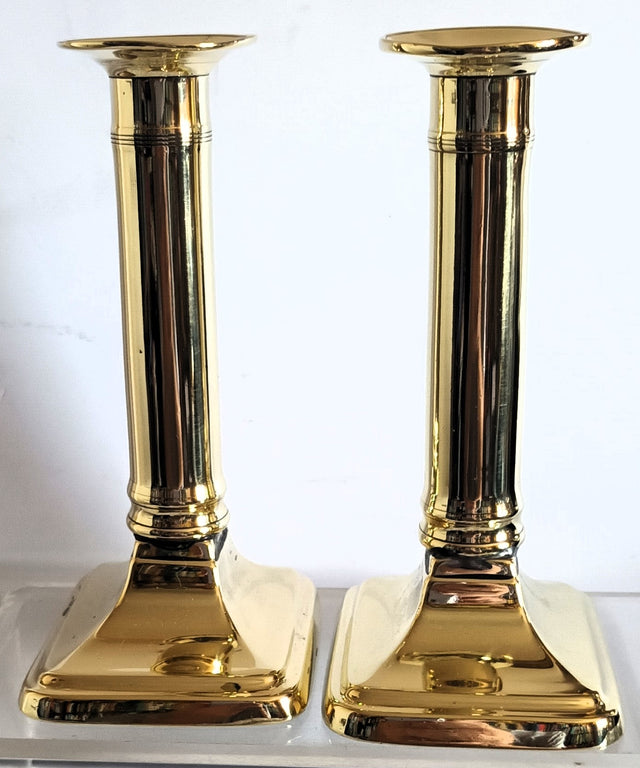 Pair Georgian Brass Candlesticks 33d