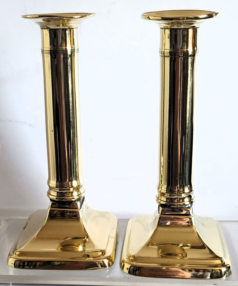 Pair Georgian Brass Candlesticks 33d