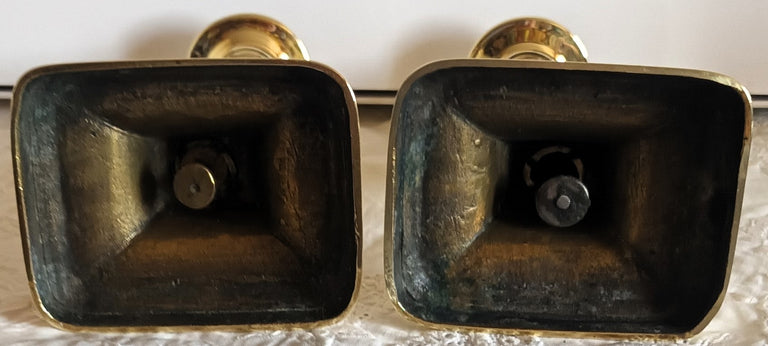 Pair Georgian Brass Candlesticks 33e