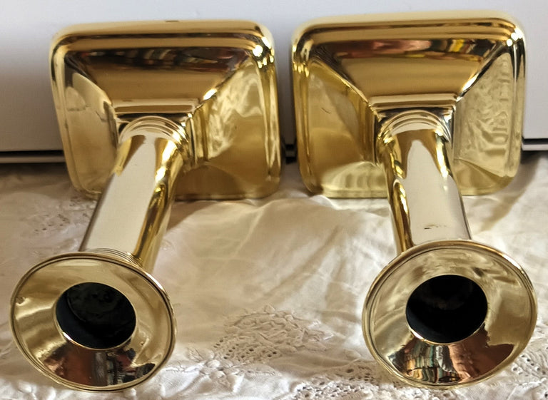 Pair of Antique English Georgian Brass Candlesticks