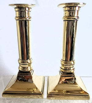 Pair Georgian Brass Candlesticks 34a