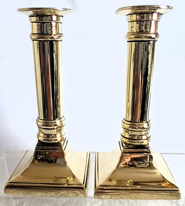 Pair Georgian Brass Candlesticks 34a