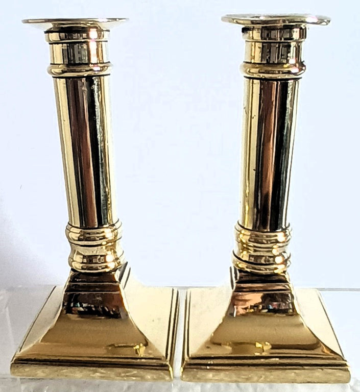 Pair of Antique English Georgian Brass Candlesticks