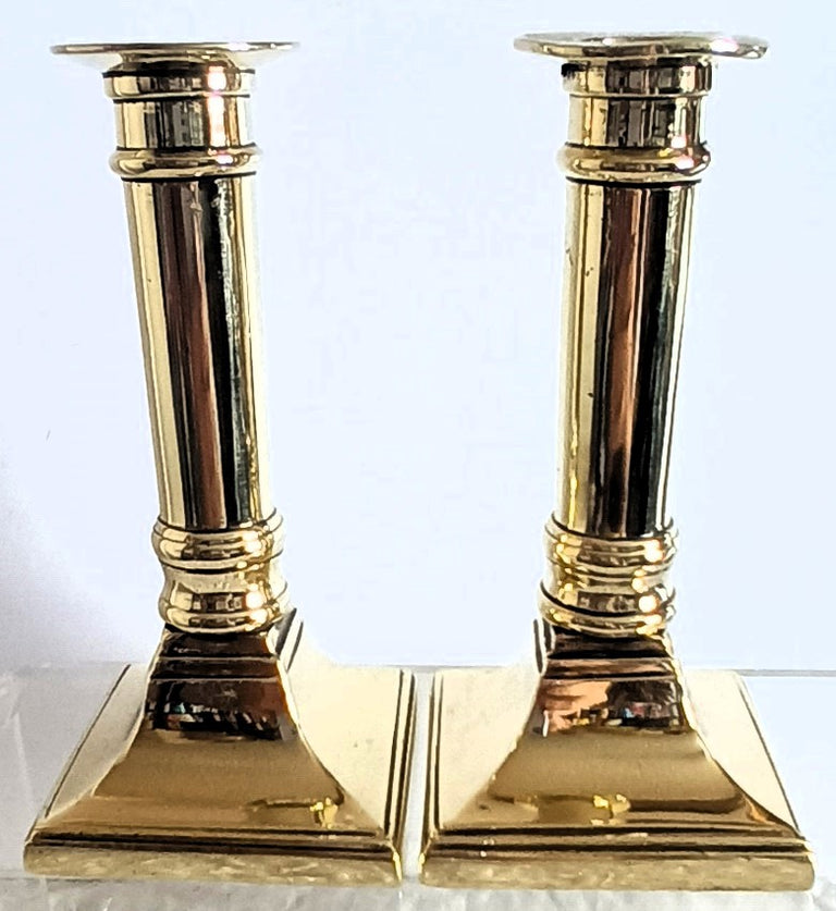Pair of Antique English Georgian Brass Candlesticks