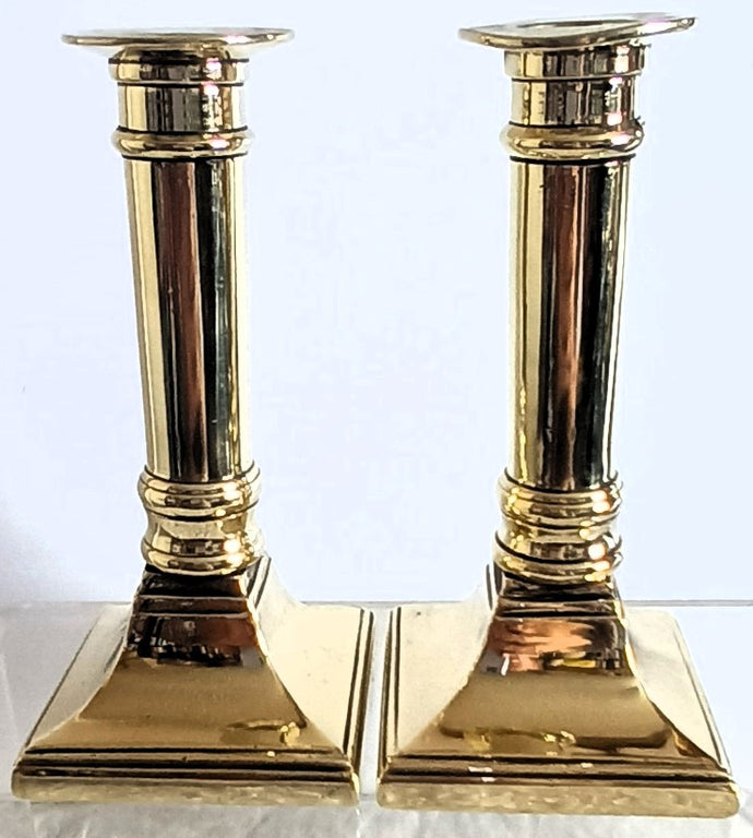 Pair Georgian Brass Candlesticks 34d