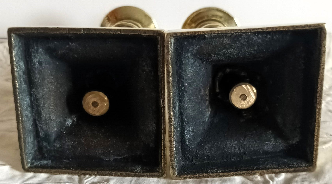 Pair of Antique English Georgian Brass Candlesticks