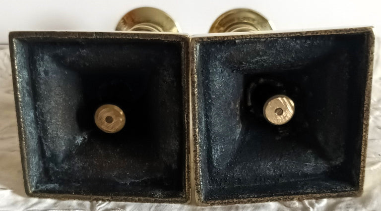 Pair of Antique English Georgian Brass Candlesticks