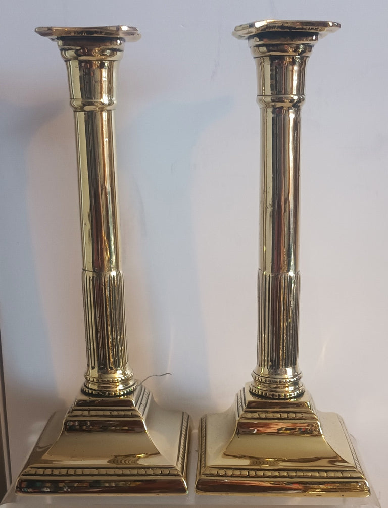 Pair Georgian Brass Candlesticks 35a