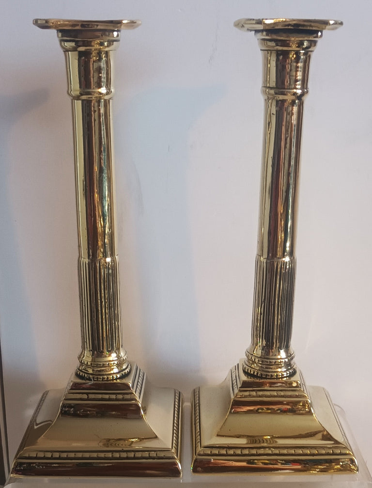 Pair of Antique English Georgian Brass Candlesticks