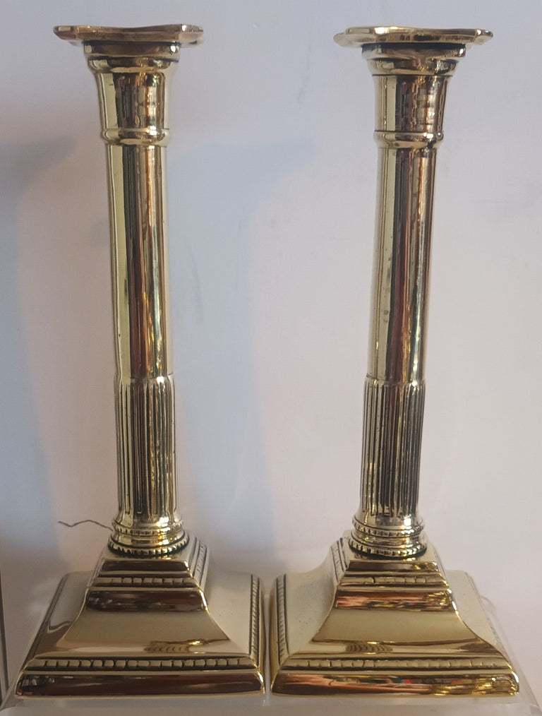 Pair of Antique English Georgian Brass Candlesticks
