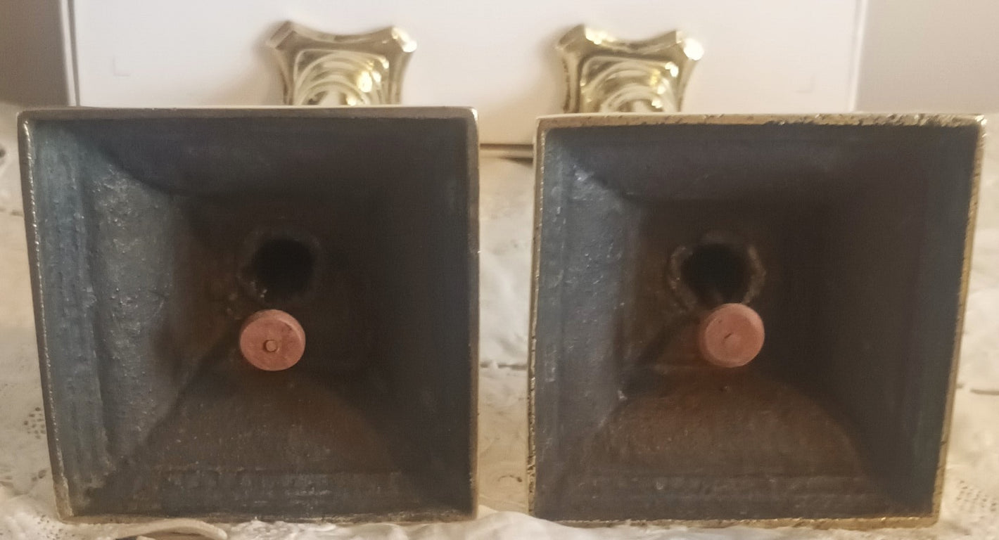Pair of Antique English Georgian Brass Candlesticks