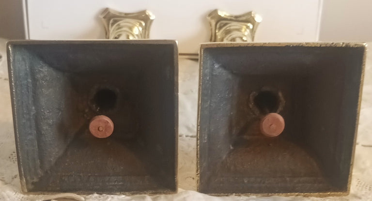 Pair of Antique English Georgian Brass Candlesticks