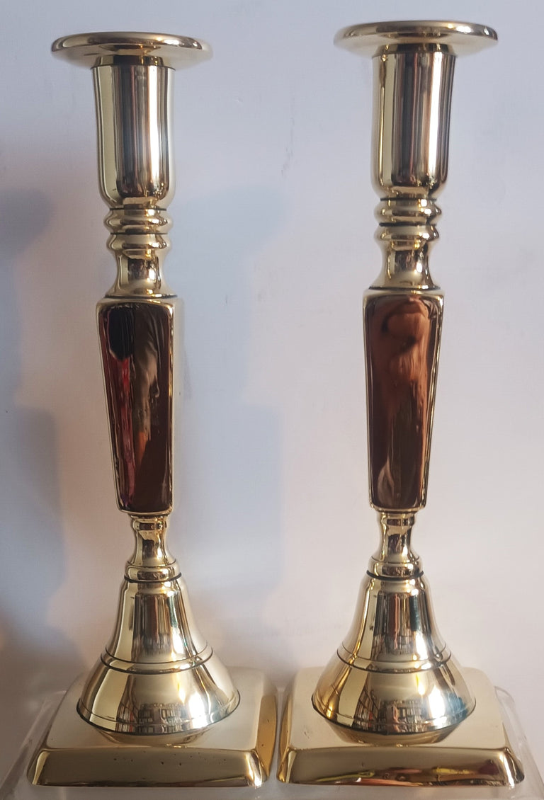 Pair Georgian Brass Candlesticks 36a