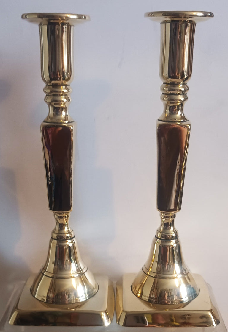 Pair of Antique English Georgian Brass Candlesticks