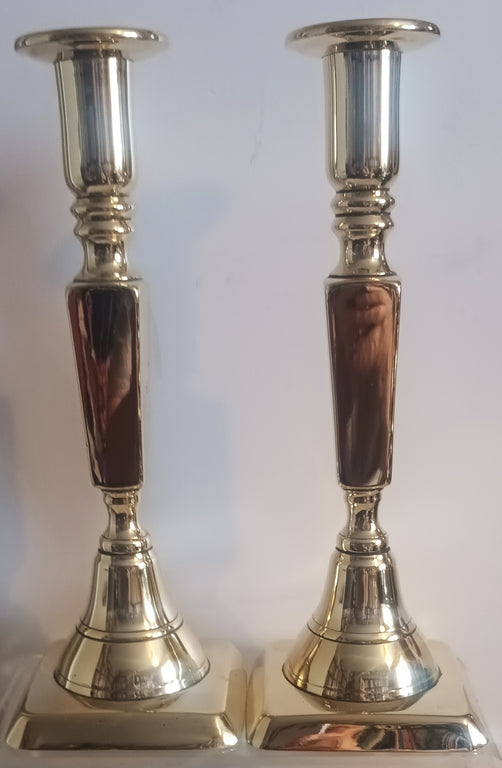 Pair Georgian Brass Candlesticks 36d