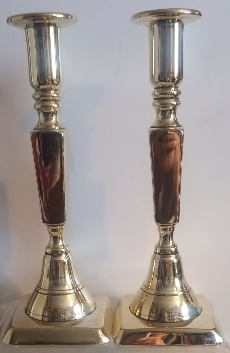 Pair Georgian Brass Candlesticks 36d