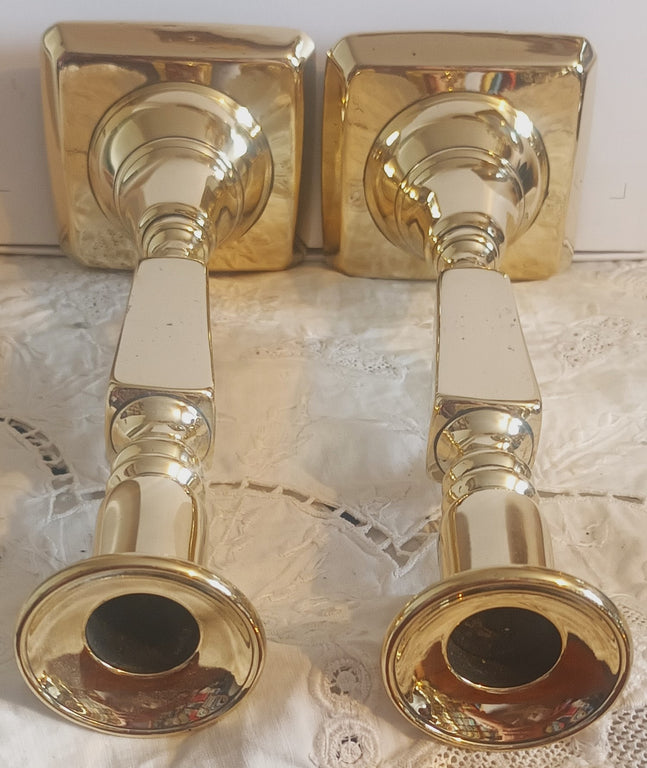 Pair Georgian Brass Candlesticks 36e