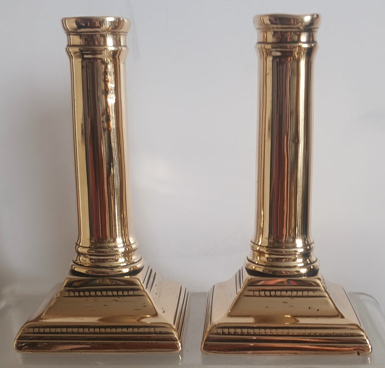 Pair Georgian Brass Candlesticks 3a