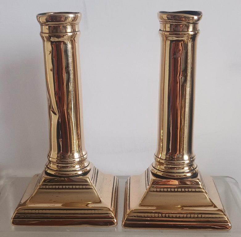Pair Georgian Brass Candlesticks 3c