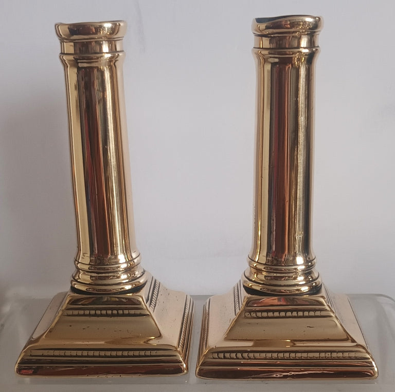 Pair of Antique English Georgian Brass Candlesticks