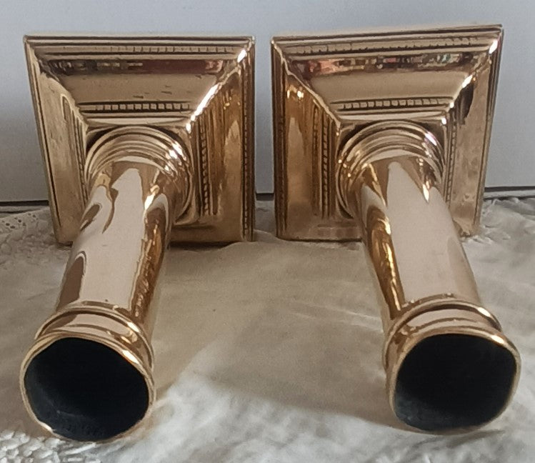 Pair of Antique English Georgian Brass Candlesticks