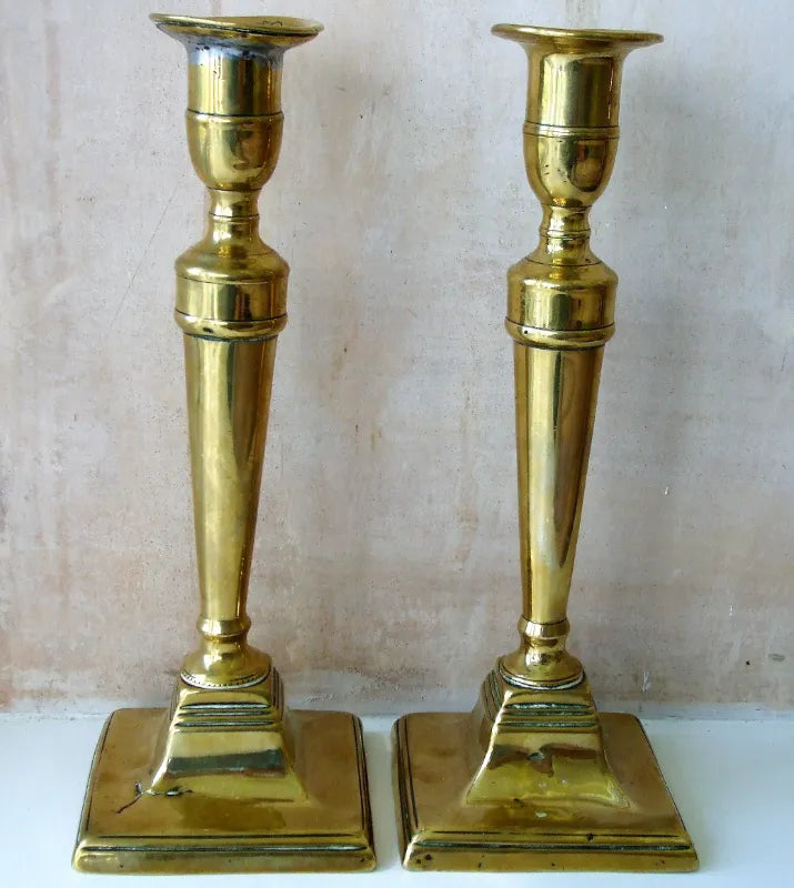 Pair Georgian Brass Candlesticks 7
