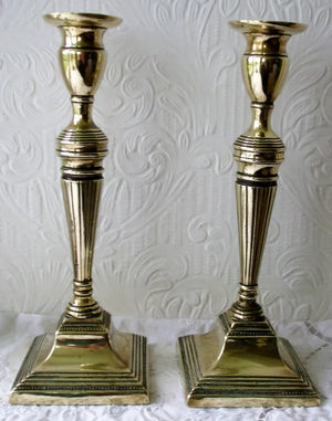 Pair Georgian Brass Candlesticks 8