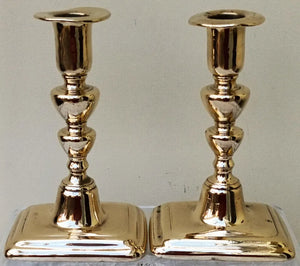 Pair of Antique English Georgian Brass Candlesticks