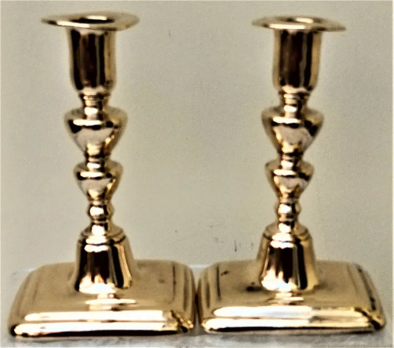 Pair of Antique English Georgian Brass Candlesticks