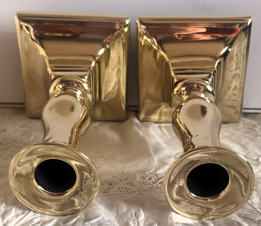Pair of Antique English Georgian Brass Candlesticks