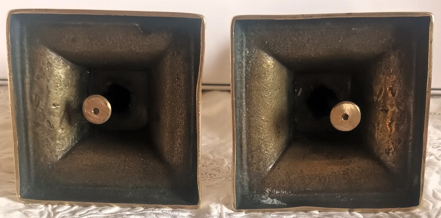 Pair of Antique English Georgian Brass Candlesticks