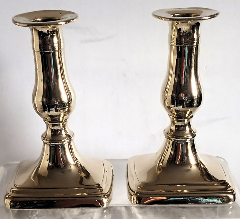 Pair of Antique English Georgian Brass Candlesticks