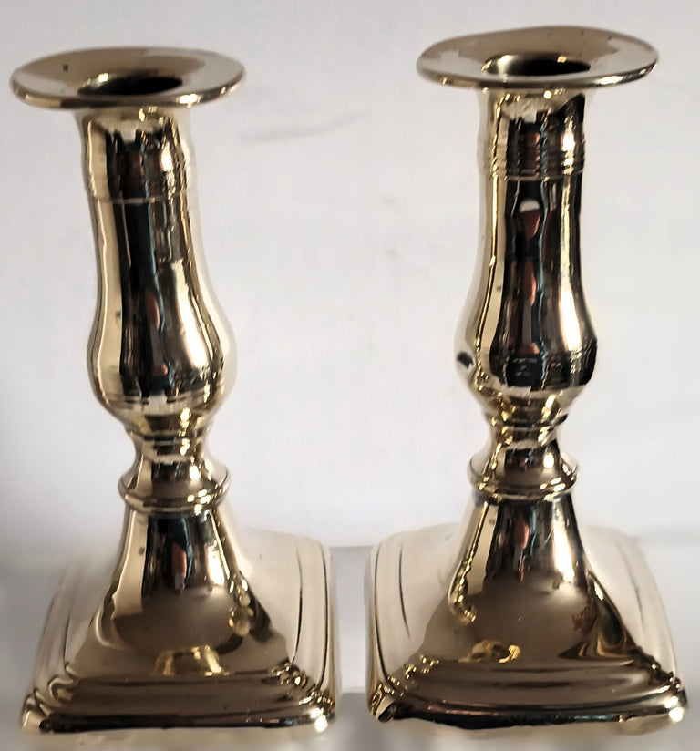 Pair of Antique English Georgian Brass Candlesticks
