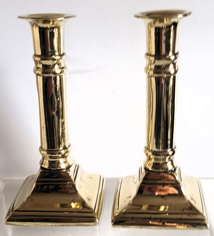 Pair of Antique English Georgian Brass Candlesticks