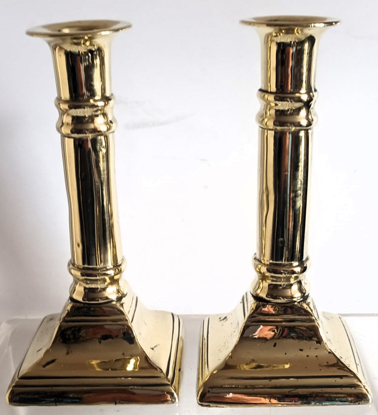 Pair of Antique English Georgian Brass Candlesticks
