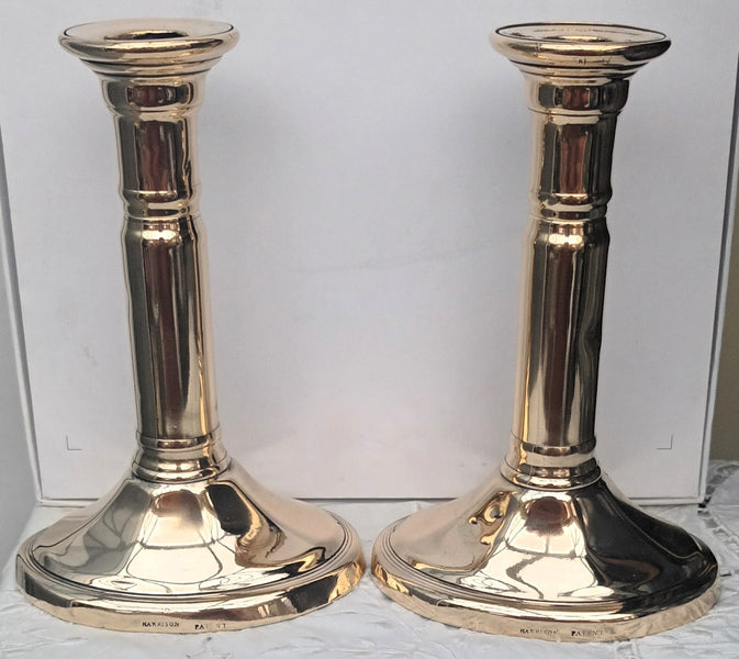 Pair Georgian Telescopic Brass Candlesticks - Harrison Patent 1a